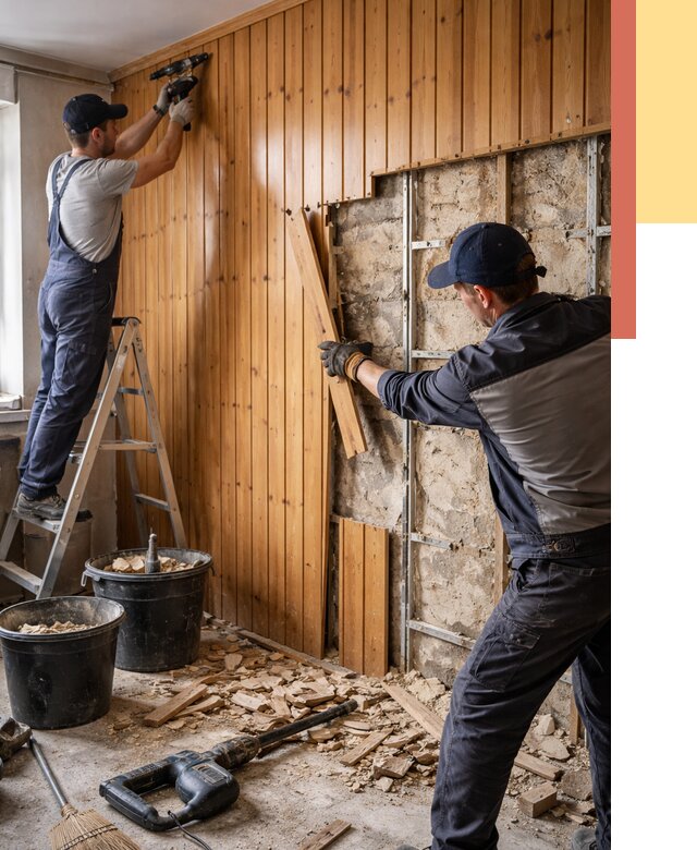 Демонтаж вагонки со стен в Вязниках от 1549 руб. — снятие, удаление, срочно | ОТДЕЛОЧНИК-Взн