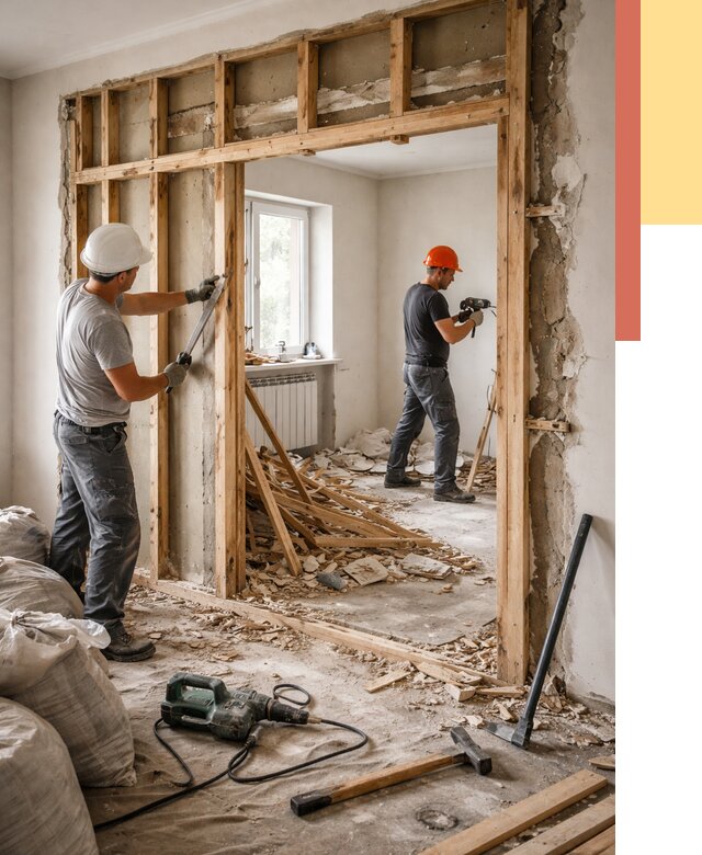 Демонтаж деревянных перегородок в Вязниках от 3419 руб. — быстро и недорого | ОТДЕЛОЧНИК-Взн