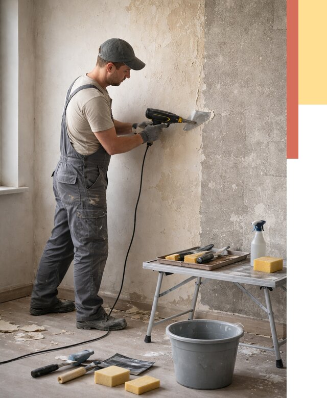 Очистка стен от клея в Вязниках от 1976 руб. — снятие и удаление клея со стен | ОТДЕЛОЧНИК-Взн