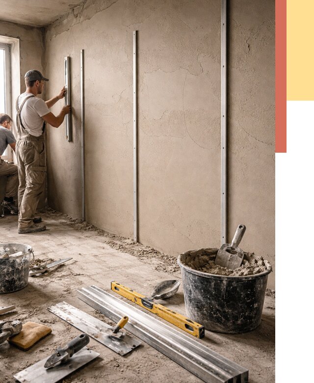 Штукатурка стен по маякам в Вязниках от 5876 руб./м² — выравнивание под ключ | ОТДЕЛОЧНИК-Взн