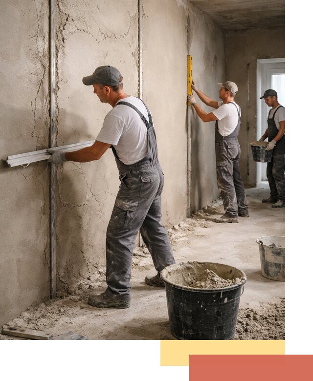 Штукатурка стен по маякам в Вязниках — точная и ровная поверхность