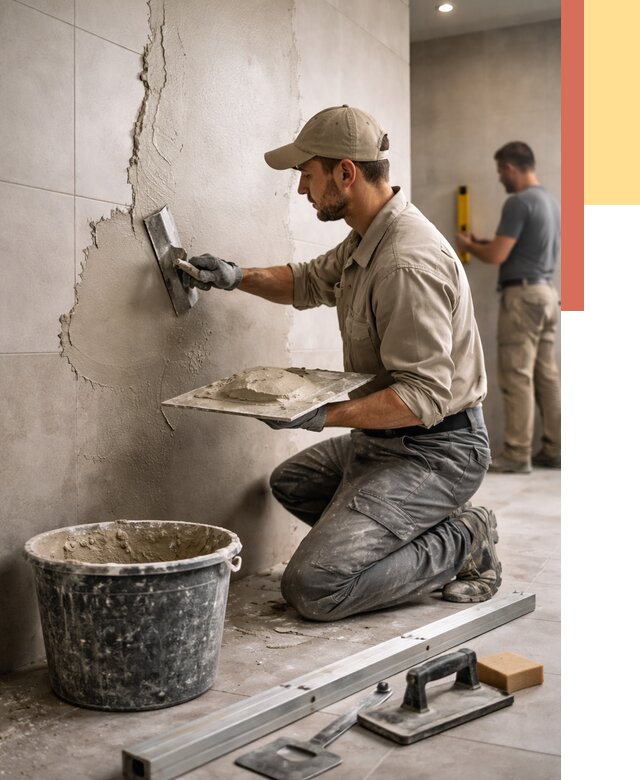 Штукатурка стен в ванной в Вязниках от 4807 руб./м² — выравнивание под ключ | ОТДЕЛОЧНИК-Взн