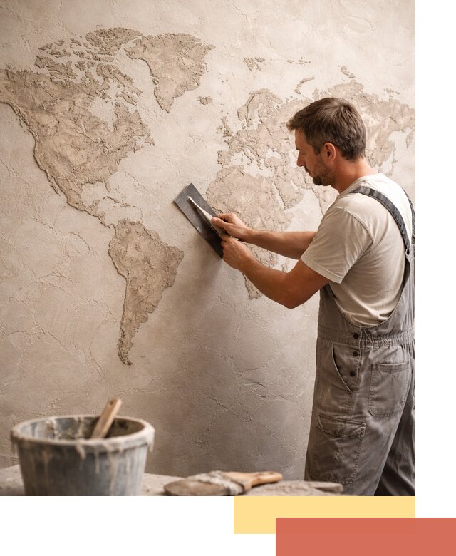 Декоративная штукатурка «Карта мира» под ключ в Вязниках