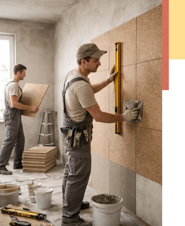 Монтаж пробковых панелей на стены в Вязниках от 3739 руб. — ОТДЕЛОЧНИК-Взн