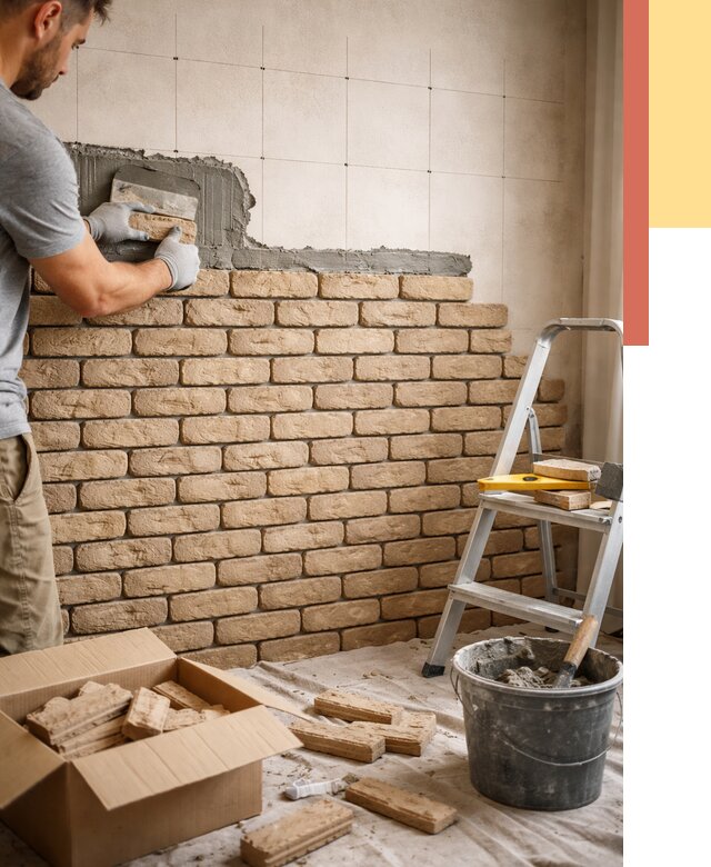 Монтаж декоративного кирпича в Вязниках от 3419 руб./м² — быстро и недорого | ОТДЕЛОЧНИК-Взн