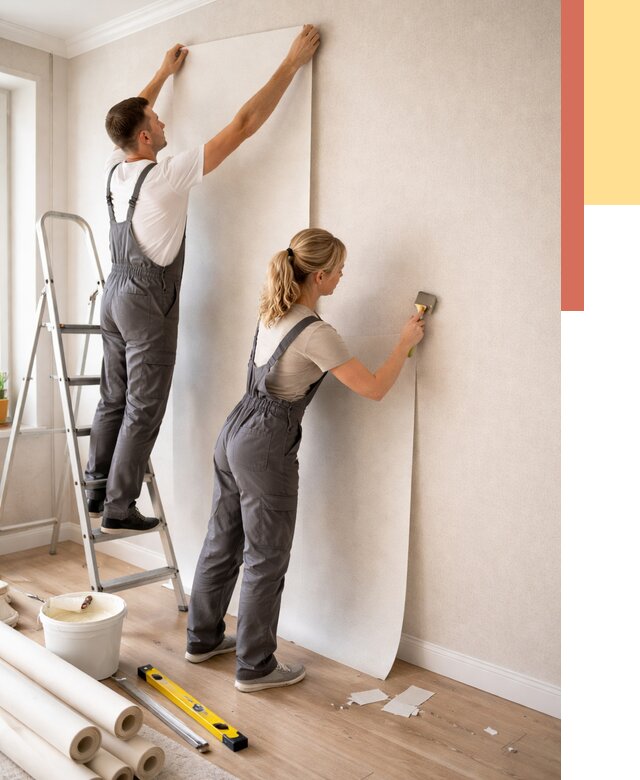 Поклейка флизелиновых обоев в Вязниках от 6410 руб. | Быстро и недорого — ОТДЕЛОЧНИК-Взн