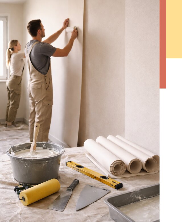 Поклейка бумажных обоев в Вязниках от 5876 руб./м2 — быстро и недорого | ОТДЕЛОЧНИК-Взн