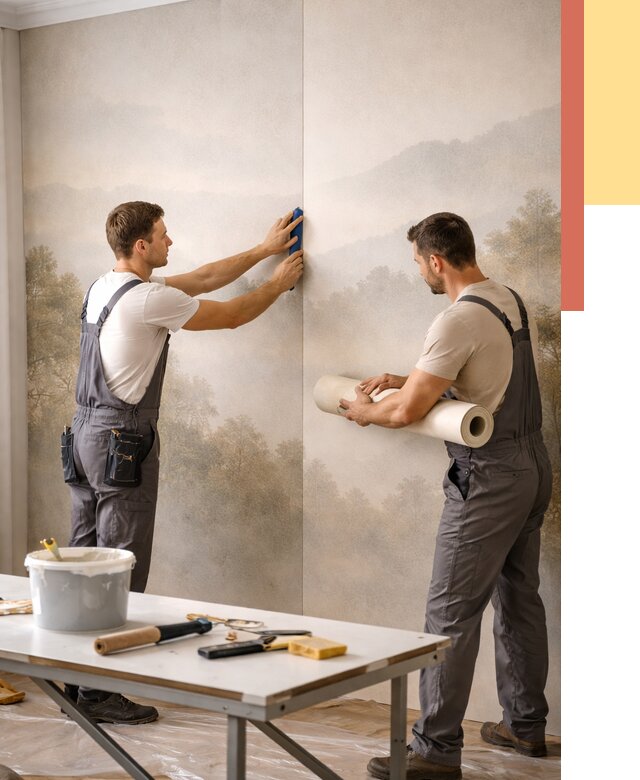 Поклейка фотообоев в Вязниках от 9081 руб/м² — быстро и недорого | ОТДЕЛОЧНИК-Взн