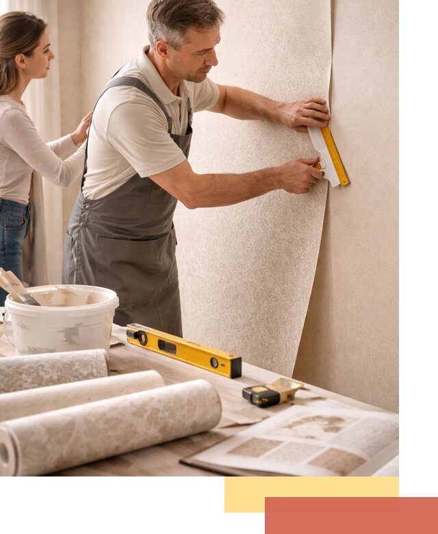 Поклейка обоев с подбором рисунка в Вязниках