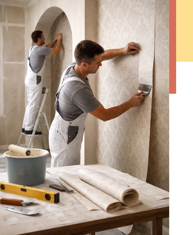 Поклейка обоев на сложные стены в Вязниках от 2991 руб. под ключ | ОТДЕЛОЧНИК-Взн