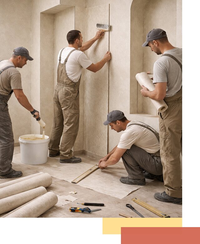 Поклейка обоев на сложные стены и неровные поверхности в Вязниках