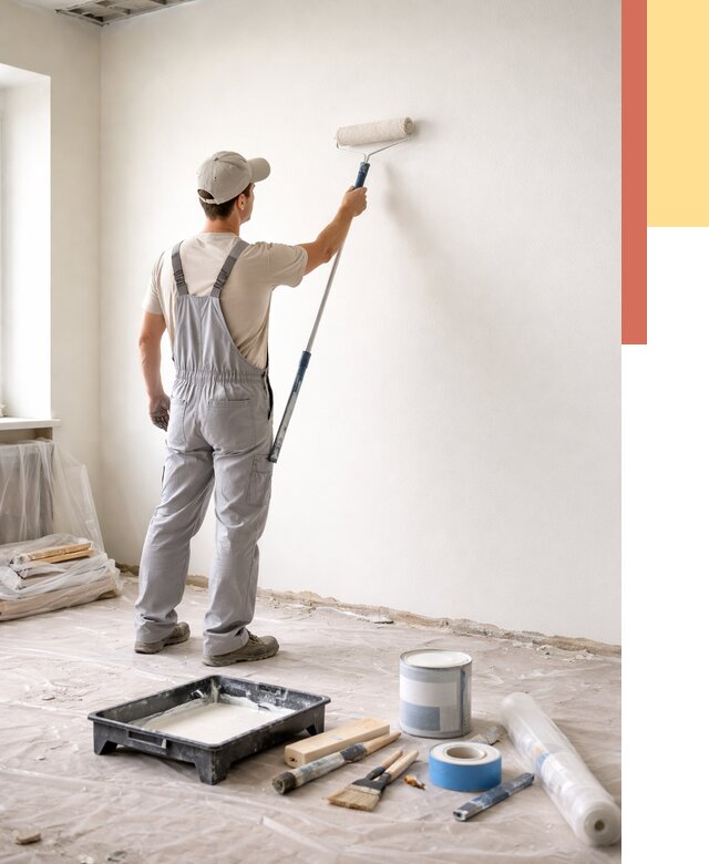 Покраска стен водоэмульсионной краской в Вязниках от 481 руб. за м² | ОТДЕЛОЧНИК-Взн