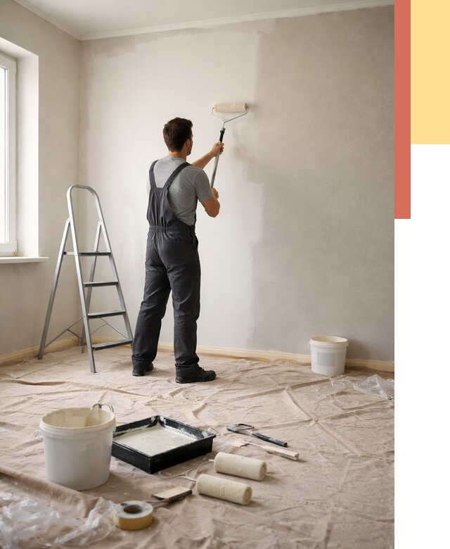 Покраска стен моющейся краской в Вязниках от 374 руб./м² — быстро и недорого | ОТДЕЛОЧНИК-Взн