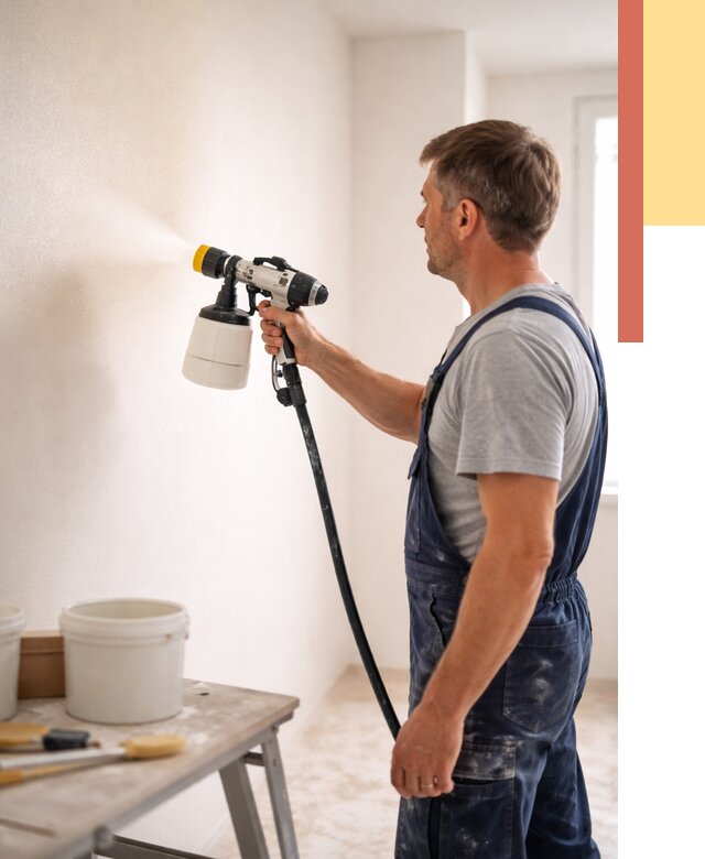 Покраска стен краскопультом в Вязниках от 8012 руб. — механизированная покраска | ОТДЕЛОЧНИК-Взн