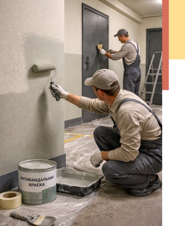 Покраска стен антивандальной краской в Вязниках от 4807 руб./м² под ключ | ОТДЕЛОЧНИК-Взн