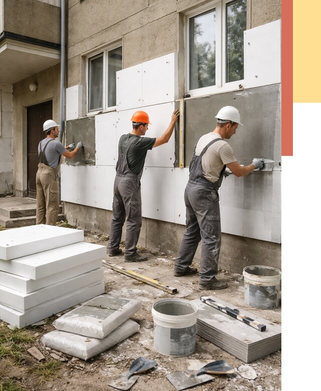 Утепление стен пенопластом в Вязниках от 1870 руб. — недорого и под ключ | ОТДЕЛОЧНИК-Взн