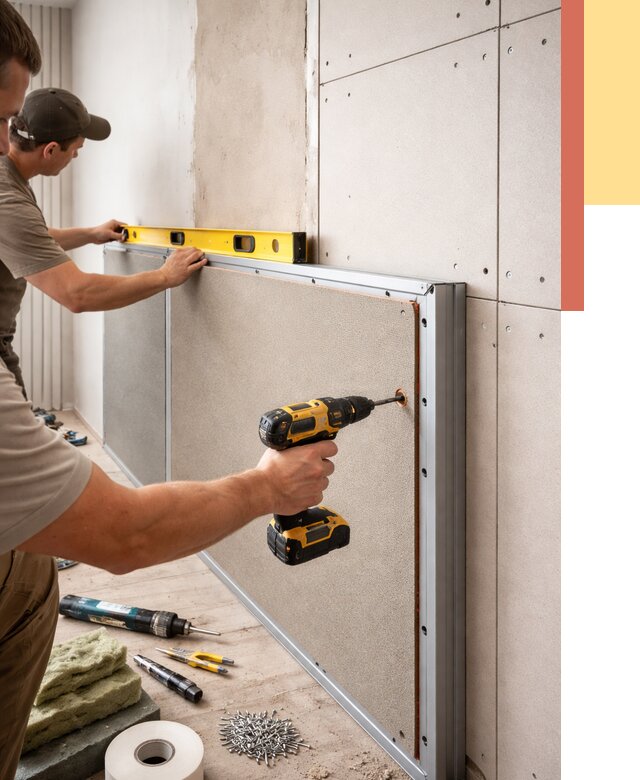 Шумоизоляция стен панелями ЗИПС в Вязниках от 2350 руб./м² под ключ | ОТДЕЛОЧНИК-Взн