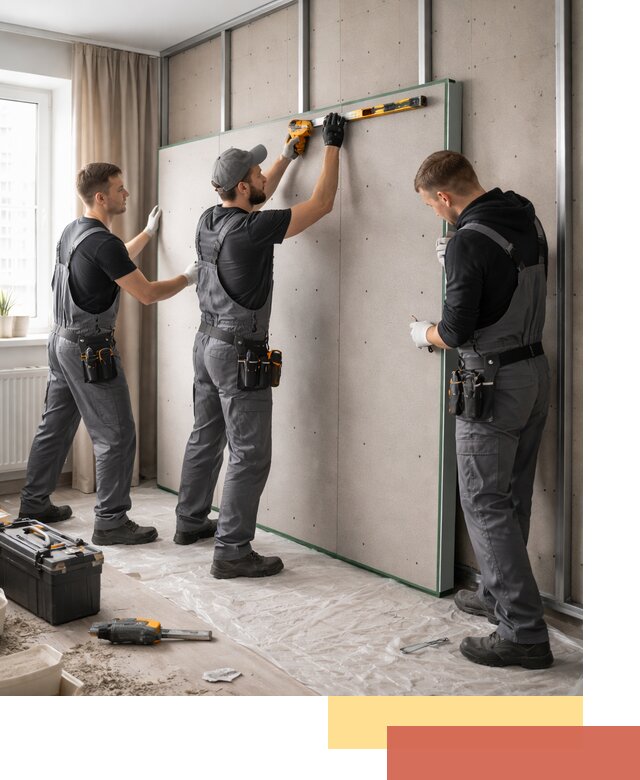 Шумоизоляция стен панелями ЗИПС в Вязниках для жилых и коммерческих помещений