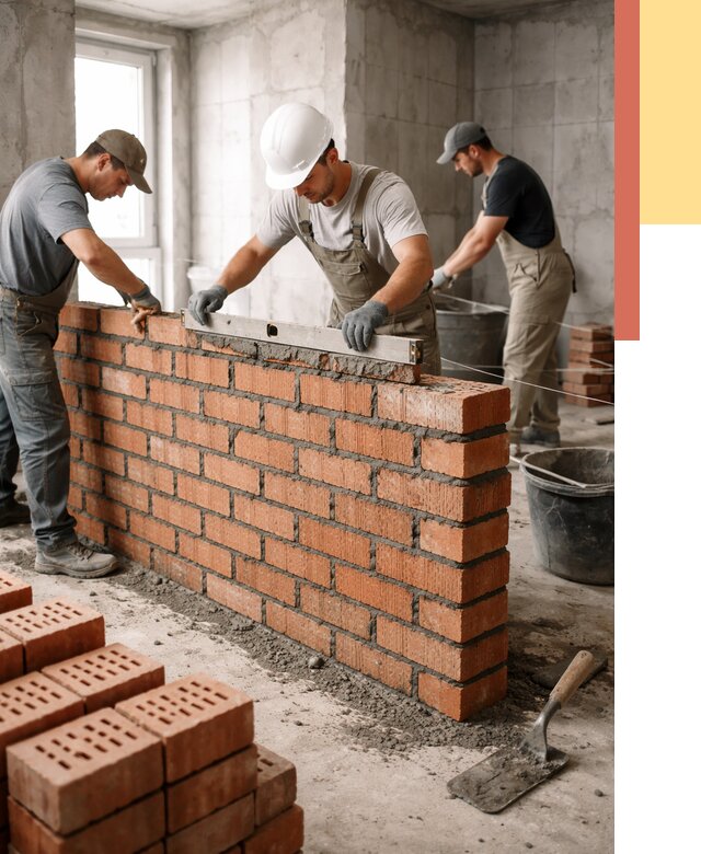 Кладка перегородок из кирпича в Вязниках от 3739 руб. за м² | ОТДЕЛОЧНИК-Взн