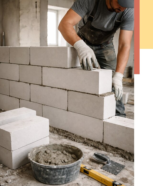 Кладка перегородок из силикатного блока в Вязниках от 4273 руб. под ключ | ОТДЕЛОЧНИК-Взн