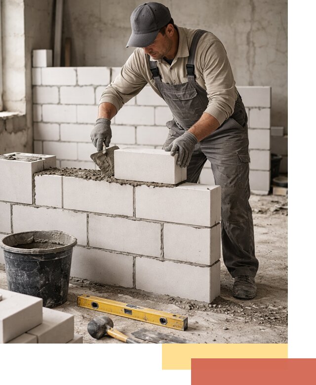 Кладка перегородок из силикатного блока в Вязниках