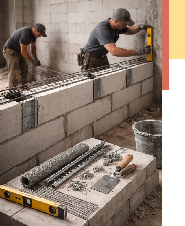 Армирование кладки перегородок в Вязниках от 801 руб. под ключ | ОТДЕЛОЧНИК-Взн