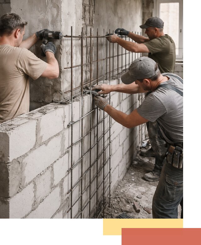 Армирование кладки перегородок в Вязниках профессионально и надёжно
