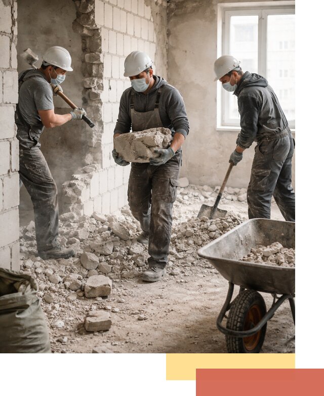 Демонтаж блочных перегородок в Вязниках быстро и аккуратно