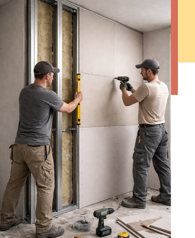 Монтаж двухслойной перегородки из гипсокартона в Вязниках от 1549 руб. | ОТДЕЛОЧНИК-Взн