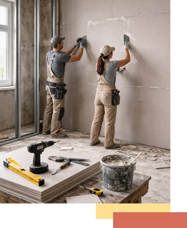 Монтаж двухслойной перегородки из гипсокартона в Вязниках