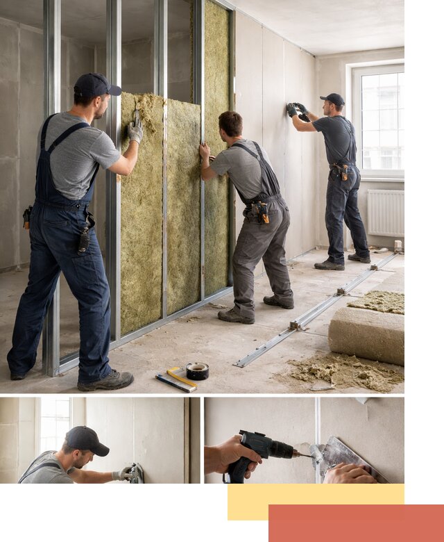 Перегородка из гипсокартона с шумоизоляцией в Вязниках — монтаж под ключ