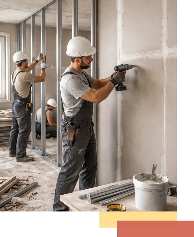 Перегородки из огнестойкого гипсокартона в Вязниках под ключ