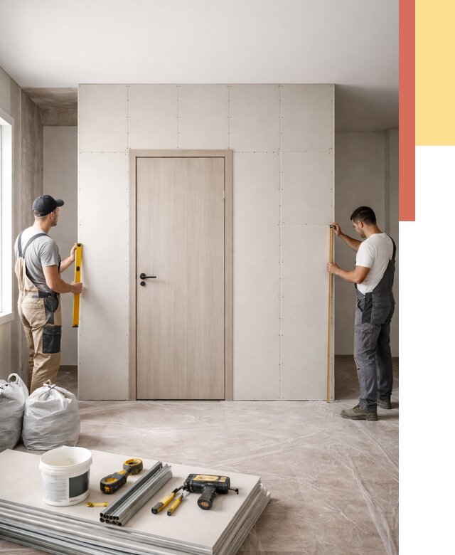 Перегородка из гипсокартона с дверью в Вязниках от 4807 руб. под ключ | ОТДЕЛОЧНИК-Взн