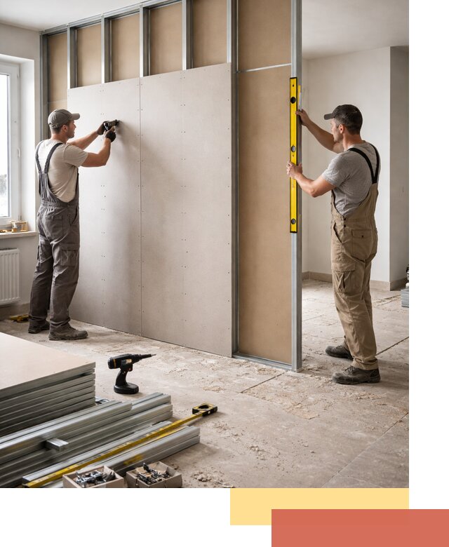 Зонирующая перегородка из гипсокартона под ключ в Вязниках