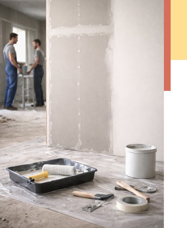 Покраска перегородок из гипсокартона в Вязниках от 4807 руб. под ключ | ОТДЕЛОЧНИК-Взн