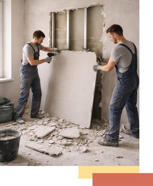 Демонтаж перегородки из гипсокартона в Вязниках быстрый и аккуратный