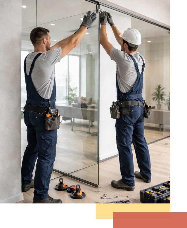 Безрамные стеклянные перегородки под ключ в Вязниках