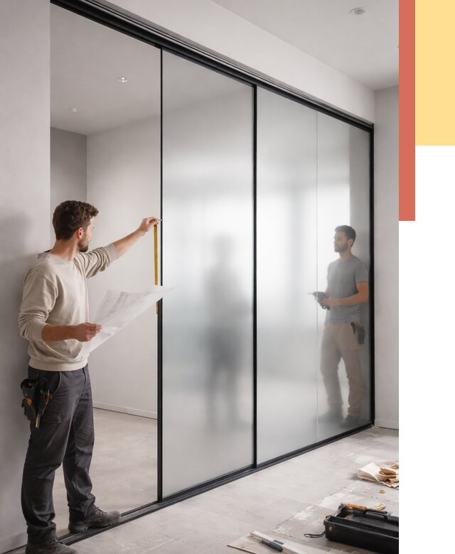 Матовые стеклянные перегородки в Вязниках от 9081 руб. — монтаж и установка | ОТДЕЛОЧНИК-Взн