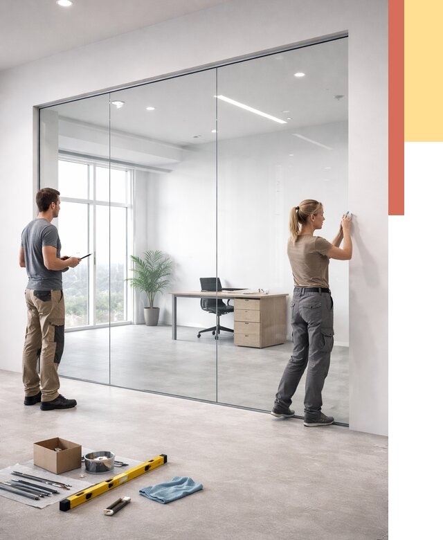 Перегородки из закаленного стекла в Вязниках от 10149 руб. под ключ | ОТДЕЛОЧНИК-Взн