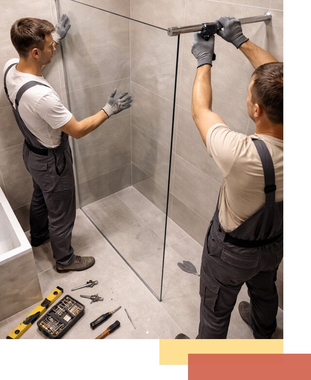 Стеклянные перегородки для душа в Вязниках — изготовление и монтаж