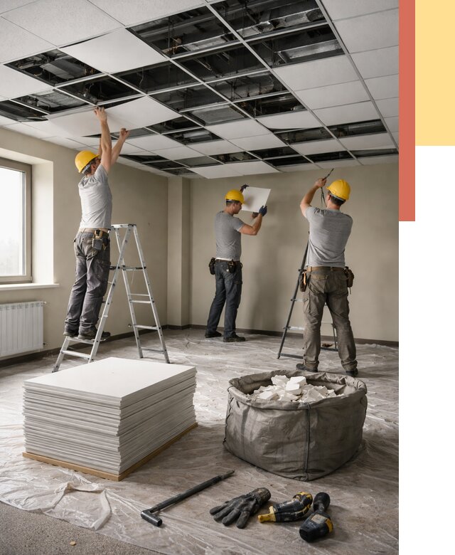 Демонтаж потолка Армстронг в Вязниках от 4807 руб. быстро и недорого | ОТДЕЛОЧНИК-Взн