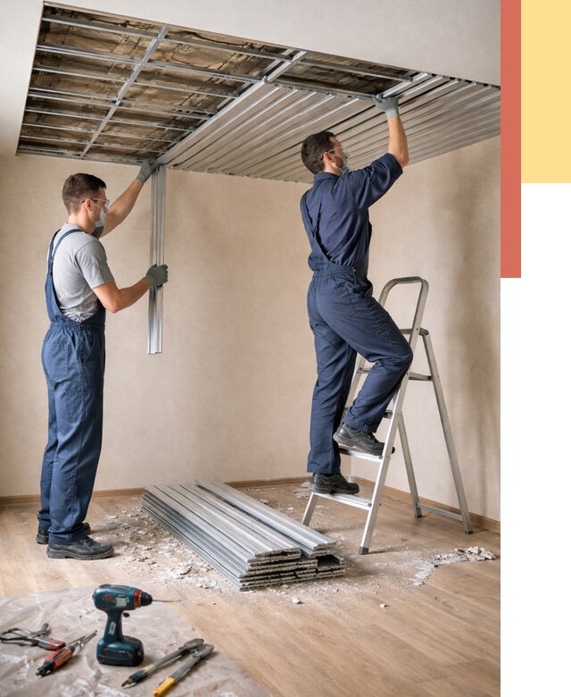 Демонтаж реечного потолка в Вязниках от 4807 руб. быстро и недорого | ОТДЕЛОЧНИК-Взн