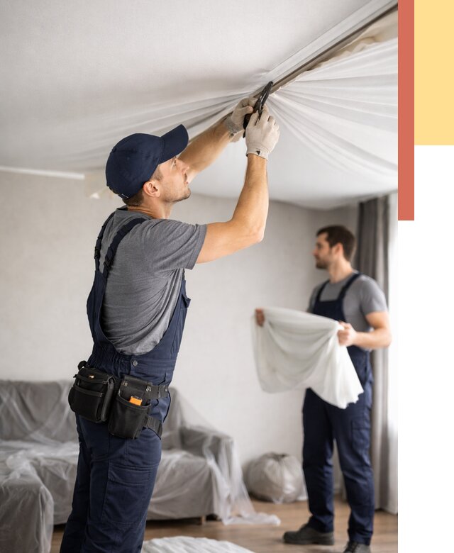 Демонтаж натяжного потолка в Вязниках от 4807 руб. — снятие и разбор под ключ | ОТДЕЛОЧНИК-Взн