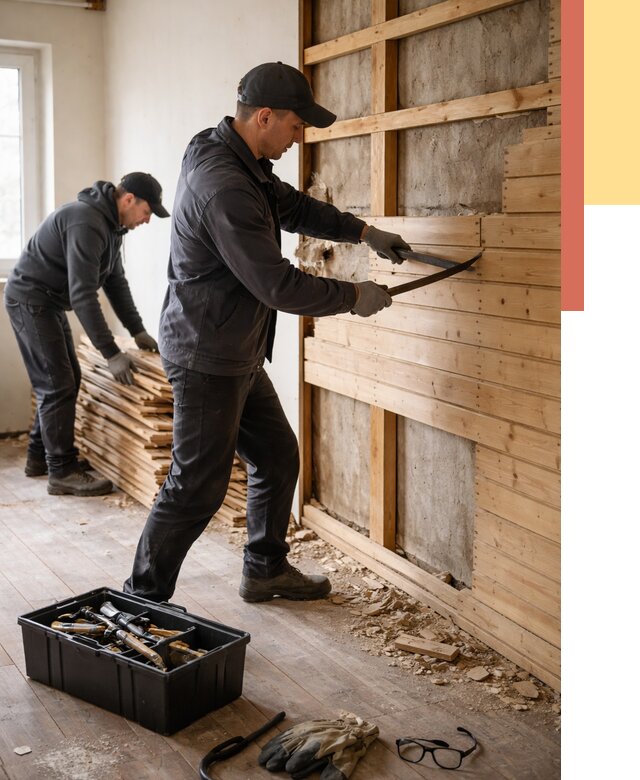 Демонтаж вагонки в Вязниках от 4060 руб/м2 — быстро и недорого | ОТДЕЛОЧНИК-Взн