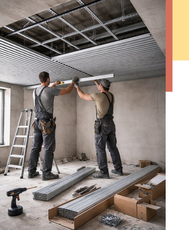 Монтаж реечного потолка в Вязниках от 4807 руб. под ключ | ОТДЕЛОЧНИК-Взн