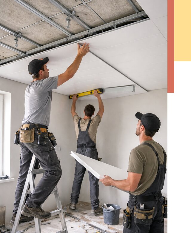 Монтаж потолка из ПВХ панелей в Вязниках от 3739 руб./м2 — быстро и недорого | ОТДЕЛОЧНИК-Взн