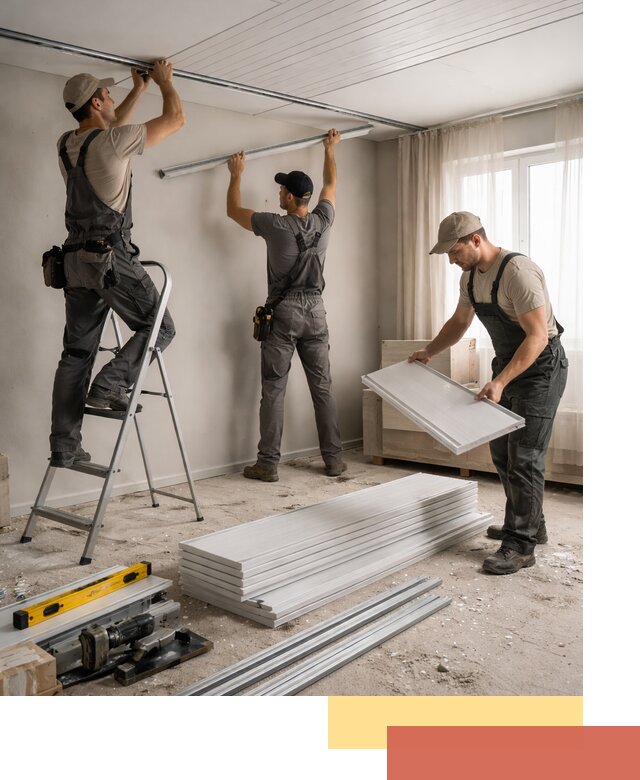 Монтаж потолка из ПВХ панелей в Вязниках оперативно и качественно