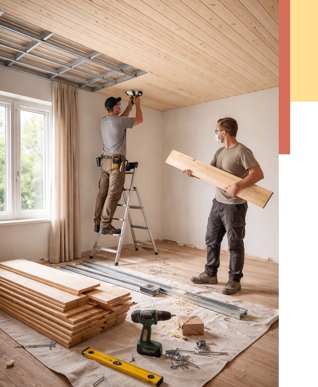 Монтаж потолка из вагонки в Вязниках от 6944 руб. | Быстро и недорого — ОТДЕЛОЧНИК-Взн