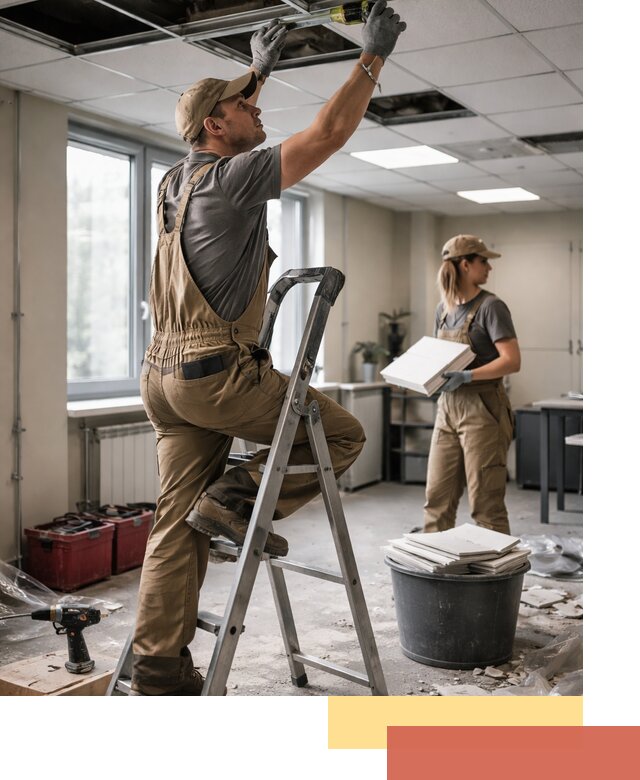 Ремонт потолка Армстронг и замена плит в Вязниках