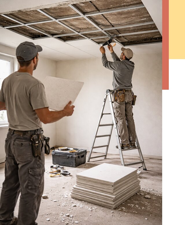 Замена плит подвесного потолка в Вязниках от 1870 руб. быстро и недорого | ОТДЕЛОЧНИК-Взн